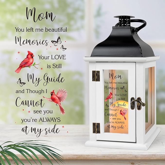 Decorative Candle Lantern Memorial Gift, Wood and Metal, 14 x 6 x 6 Inch