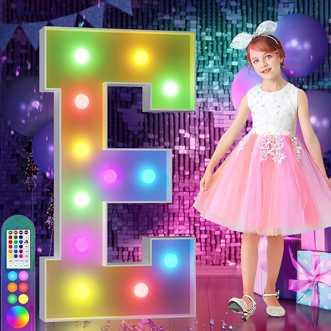 Party Decorations: 4 ft Light Up Marquee Letter E with Remote