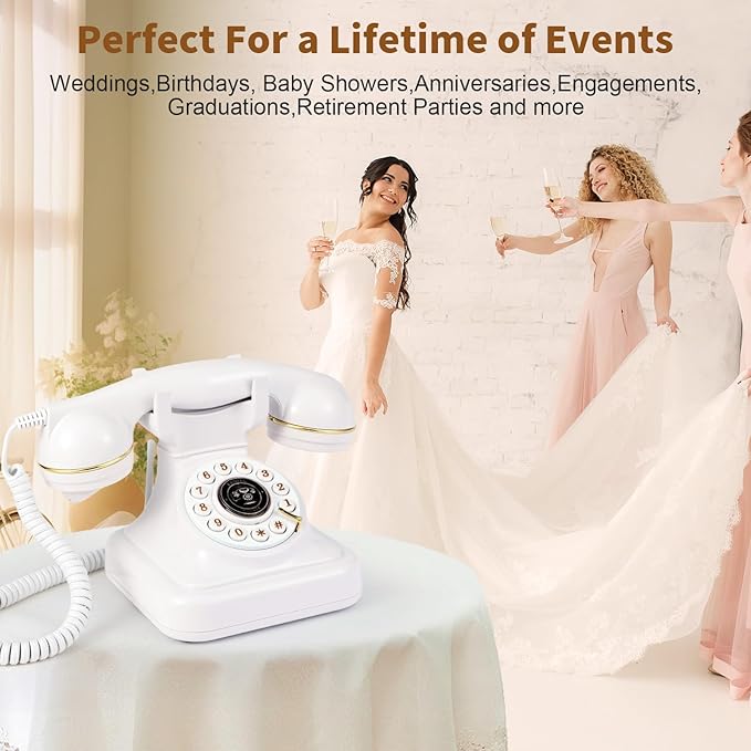 Audio Guest Book Phone with Retro Metal Handset and 32GB TF Card