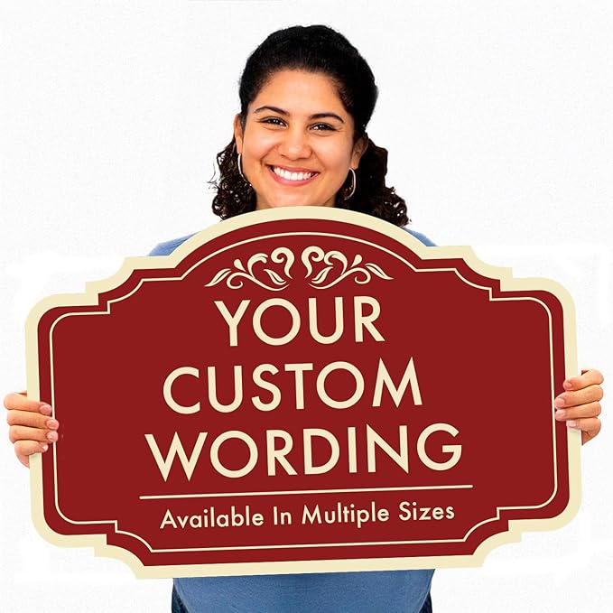 Custom Decorative Outdoor Metal Sign - Personalized Aluminum Driveway Waterproof Sign Made in USA - Design 2 Red Brick 24x18 In
