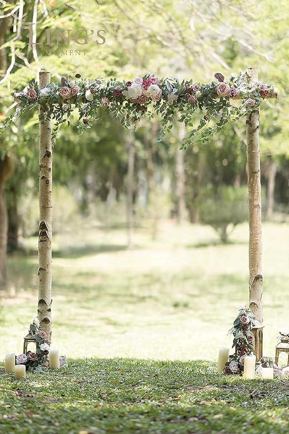 Artificial Flowers Garland 78 Inch Dusty Rose and Mauve Silk Arch Swag