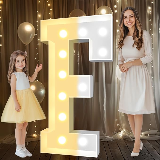 Party Decorations: 4 ft Light Up Marquee Letters, Warm & Cool White