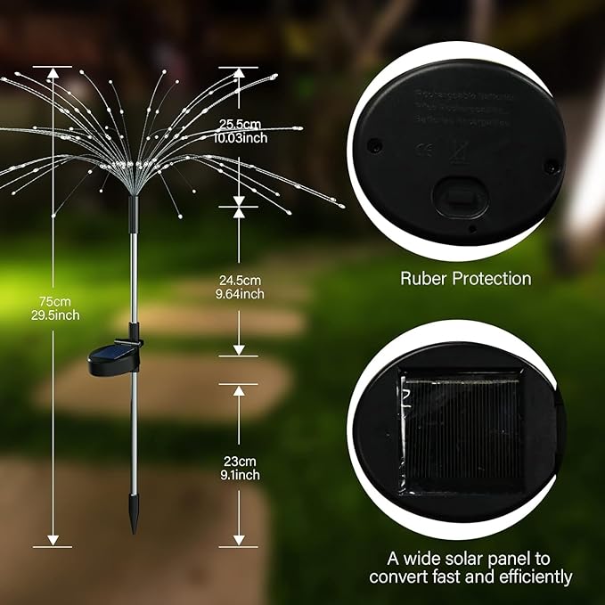 Solar String Lights, 4 Pack Warm White Stakes, 120 LEDs, IP65 Waterproof