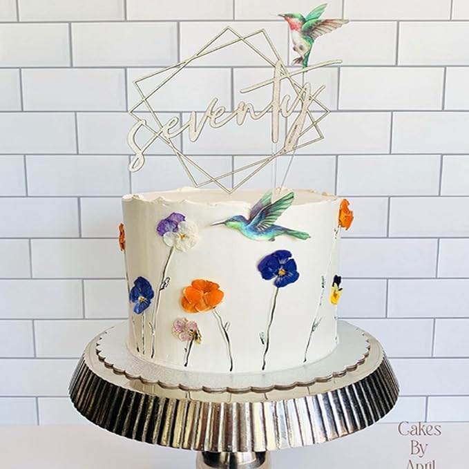 GEORLD Edible Cupcake Topper Wafer Hummingbird Cake Bird Decoration by Wafer Paper,12 Counts,Flat not 3D