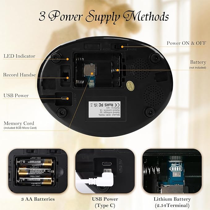 Guestbook Phone with Voice Recording, Vintage Style, 8GB SD Card Included