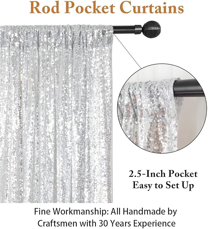 ShiDianYi 4FTX6FT-Silver-SEQUIN Photo Backdrop, Wedding Photo Booth,Photography Background (Silver)