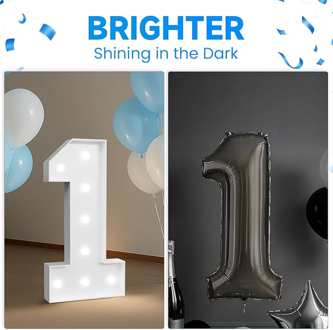 3FT Marquee Numbers 5 for 5th, 50th Birthday Party Decorations, Large Light Up Number 5 Sign for Anniversary Decor, Backdrop, Big Marquee Number, Pre-Cut Foam Board Kit