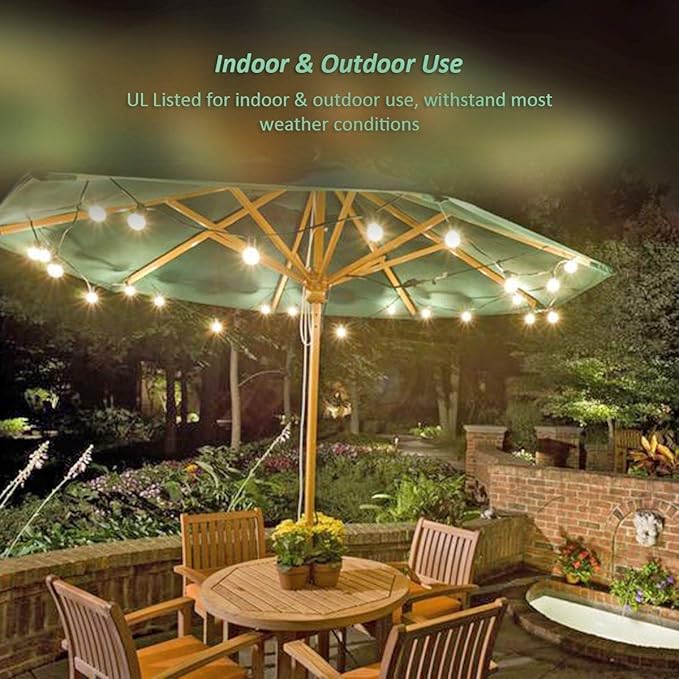 String Lights, 25 ft G40 Globe Bulbs, Warm White, Indoor Outdoor