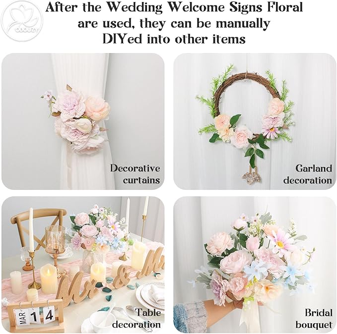 Artificial Flowers Wedding Arch Kit, Foam and Silk Blooms, 20 Plastic Stems