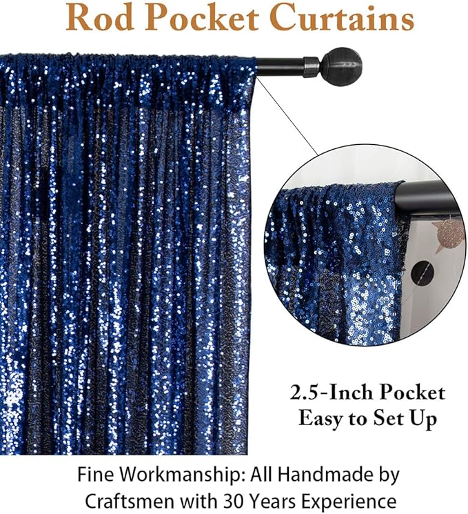 ShiDianYi 4FTX6FT-Navy Blue-Sequin Photo Backdrop, Wedding Photo Booth,Photography Background (Navy Blue)