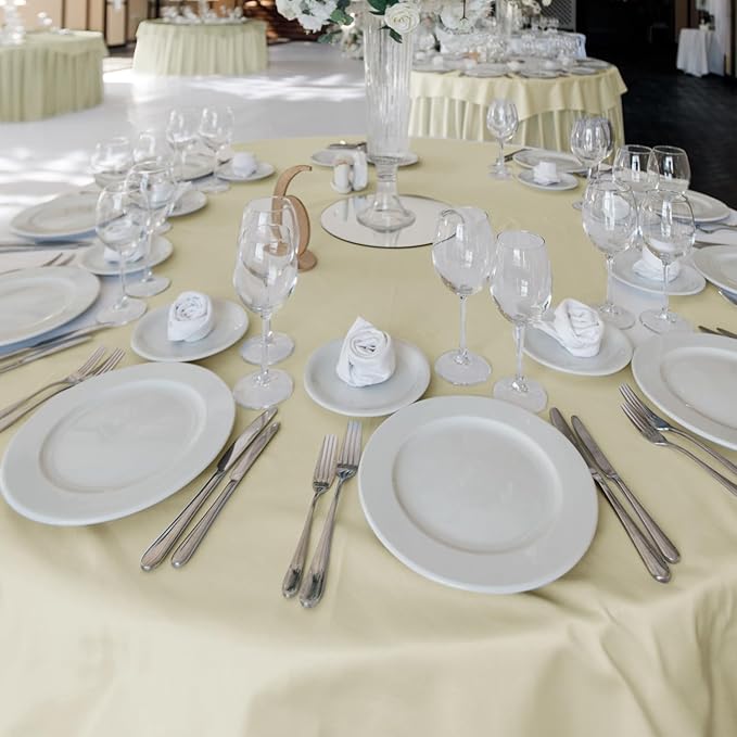 Tablecloths 6-Pack in Ivory, Round Polyester, 90 x 90 Inch