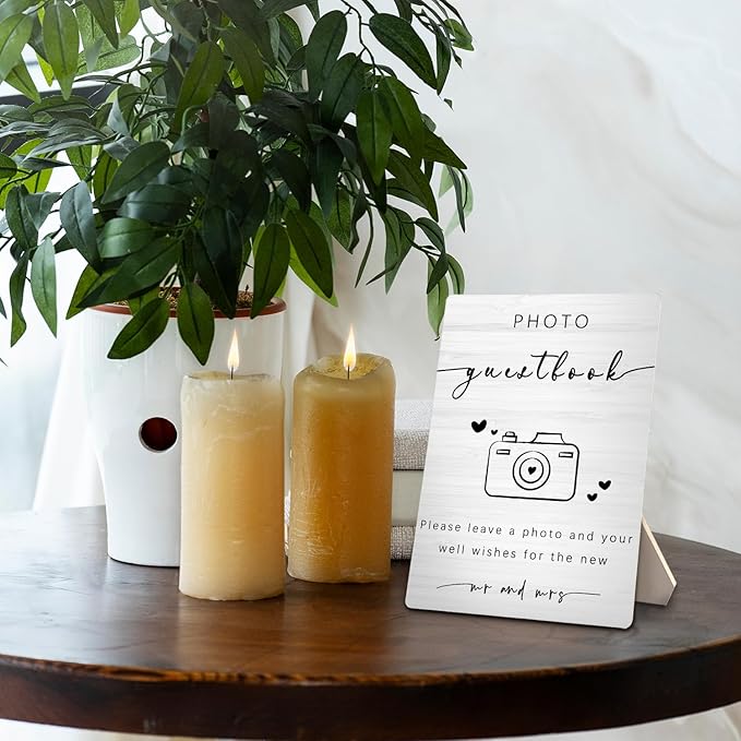 Wooden Photo Guest Book Stand 5x7inch - Wedding & Reception Decor - Gifts for Mr & Mrs