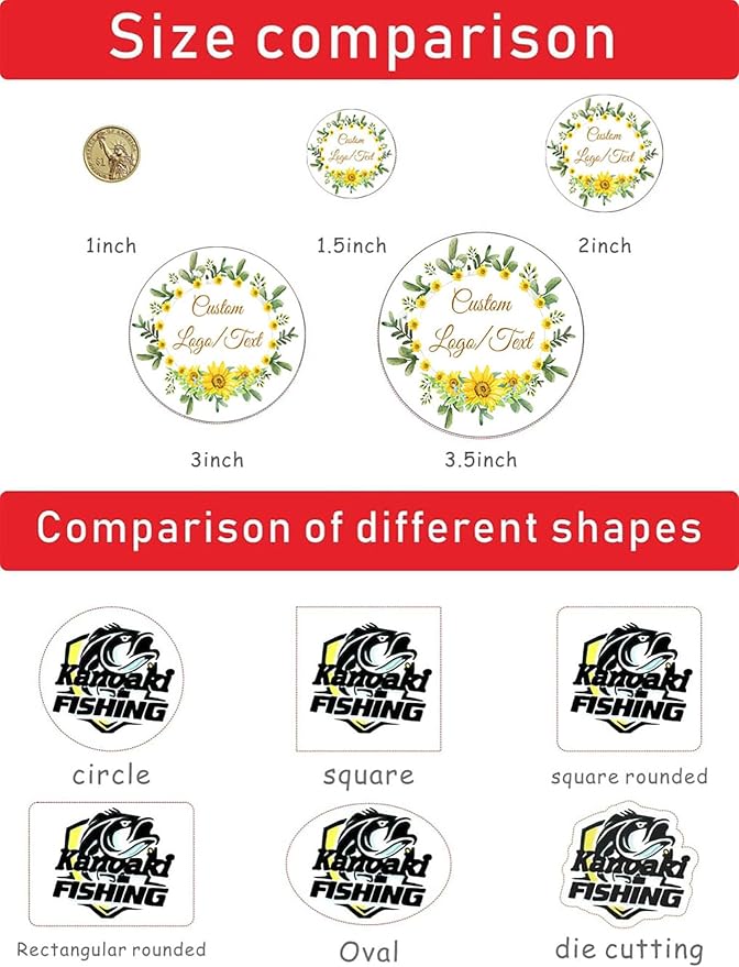 Custom Stickers for Weddings, Birthdays & Businesses - Personalized Labels with Your Logo - Waterproof, Fade and Heat Resistant - Pack of 100-1000 (Wreath F, 3 Inch)