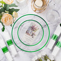 Disposable Green Party Plates Set, 350 Pieces for 50 Guests