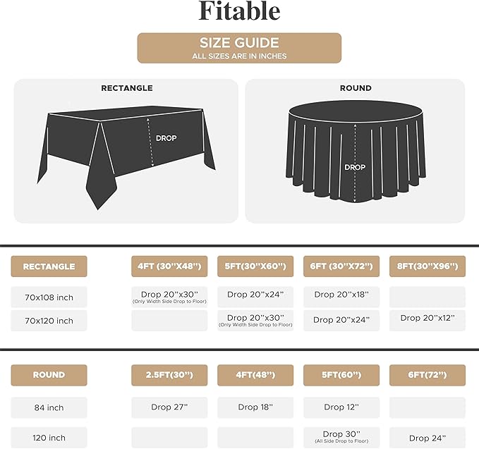 Fitable 8 Pack Table Cloth Rectangle Table: Stain and Wrinkle Resistant Tablecloth Rectangular, Washable Polyester Tablecloths for Wedding Party Dining Banquet Event Catering(Burgundy, 70x108 Inch)