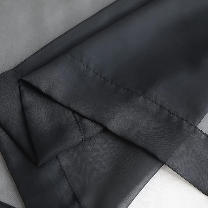 Window Black Sheer Curtains 60 Inches Width 90 Inches Long 2 Panels Sheer Curtains Clear Curtains Basic Rod Pocket Panel for Home Living Room Bedroom Kids Room Yard Patio Parlor Sliding