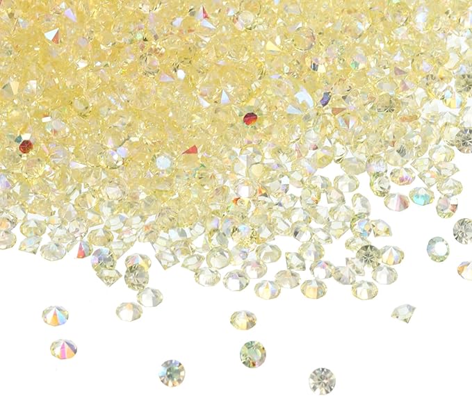 PATIKIL 14000Pcs Wedding Table Scatter Confetti Crystals 3mm Acrylic Diamonds Vase Fillers Gems for Table Centerpiece Decorations Bridal Shower Party, Light Yellow AB