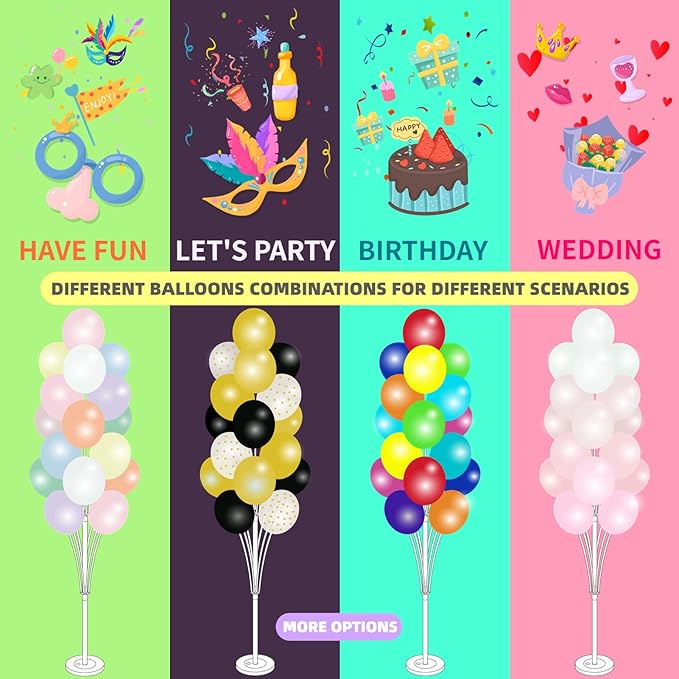Balloon Column Stand Set of 2, 74-Inch White Plastic Kit