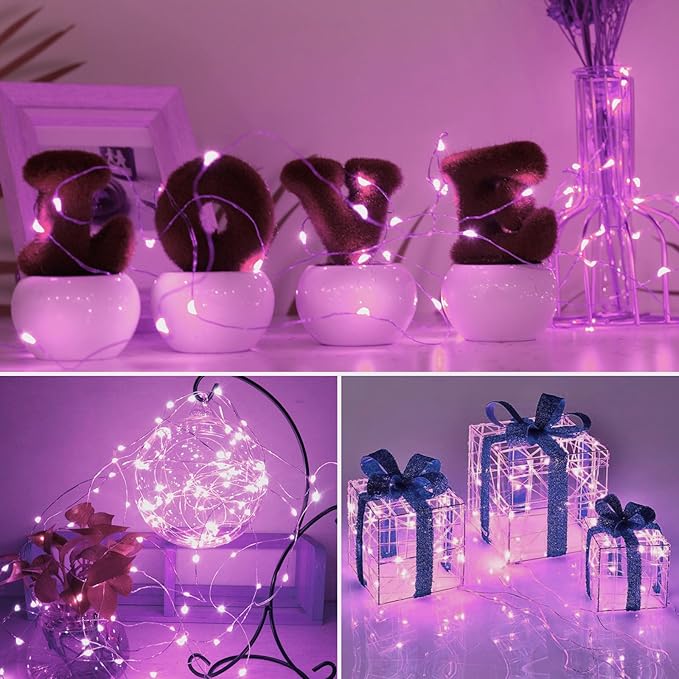 kolpop 12 Pack LED Fairy Lights Battery Operated, Mini Twinkle String Lights Battery Powered Waterproof for Christmas Mason Jars Party,Purple