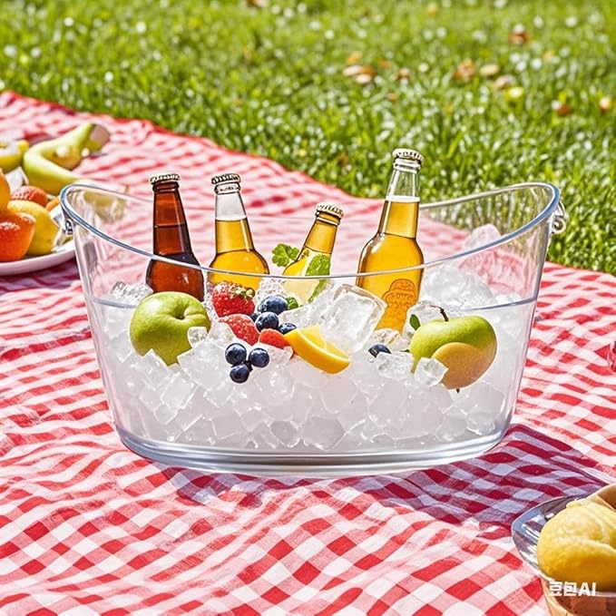 2pcs 5.5L Ice Bucket with 1pc Scoops and 1 Wine beer Bottle Opener,Large Clear Acrylic Ice Bucket for for Wine Champagne Mimosa Cocktail Bar Picnic Fruit Storage Basket (2PCS 5.5L)