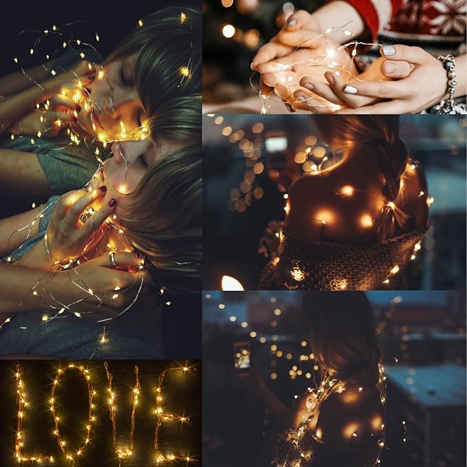 CYLAPEX 12 Pack Fairy Lights String Battery Operated Fairy Lights, 20 LED on 3.3ft Silvery Copper Wire, Firefly Lights Warm White for Wedding Party Mason Jar Christmas Decorations Bedroom Decor