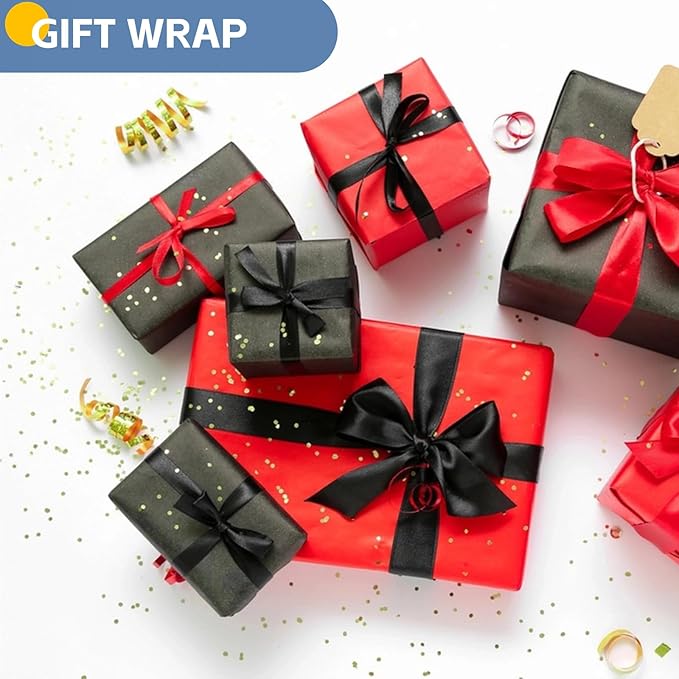 Black Wrapping Paper, 15"×450" Art Craft Kraft Paper Construction Bulletin Board Decorative Paper Roll for Father’s Day Birthday Halloween, Bouquet Graduation Gift Wrap for Nurse Men Boys