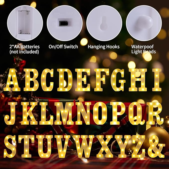 Light Up Letters W,LED Sign Marquee Letters 26 Alphabet for Party Birthday Name,Wedding,Christmas Decorations,Personalized Name Sign Letter for Centerpieces Table and Wall Decor