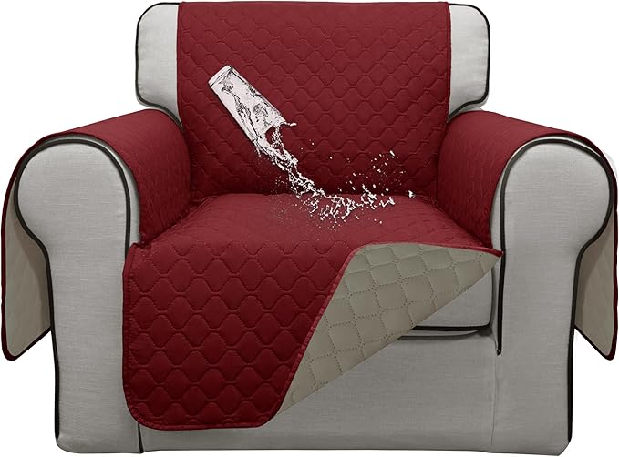 Sofa Slipcovers Waterproof Reversible Polyester, Christmas Red/Beige