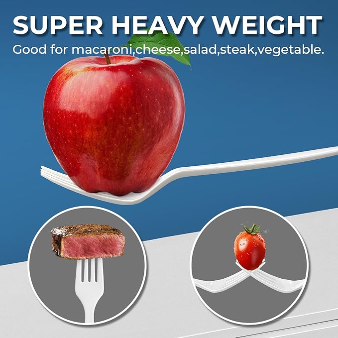 Disposable Plastic Spoons, 600 Count, Heavy Duty White