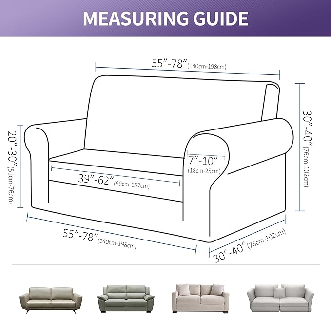 Sofa Slipcover in Champagne with Stretch Fit and Water-Repellent Finish