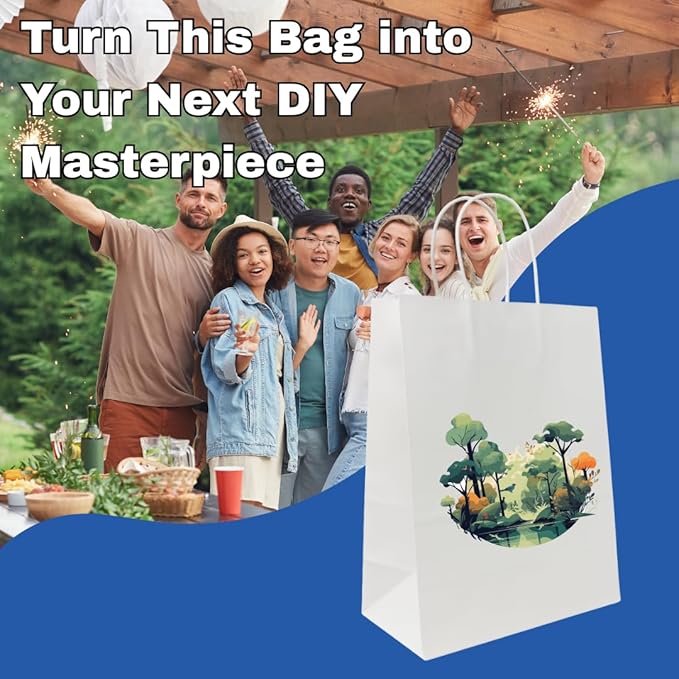 Gift Bags, 250 Pack White Paper Bags for Crafts, 10 x 5 x 13 Inches