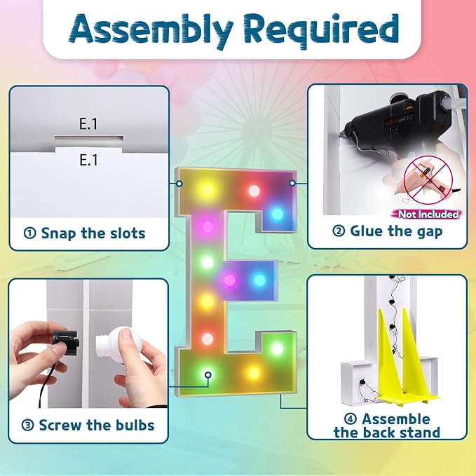 Party Decorations: 4 ft Light Up Marquee Letter E with Remote