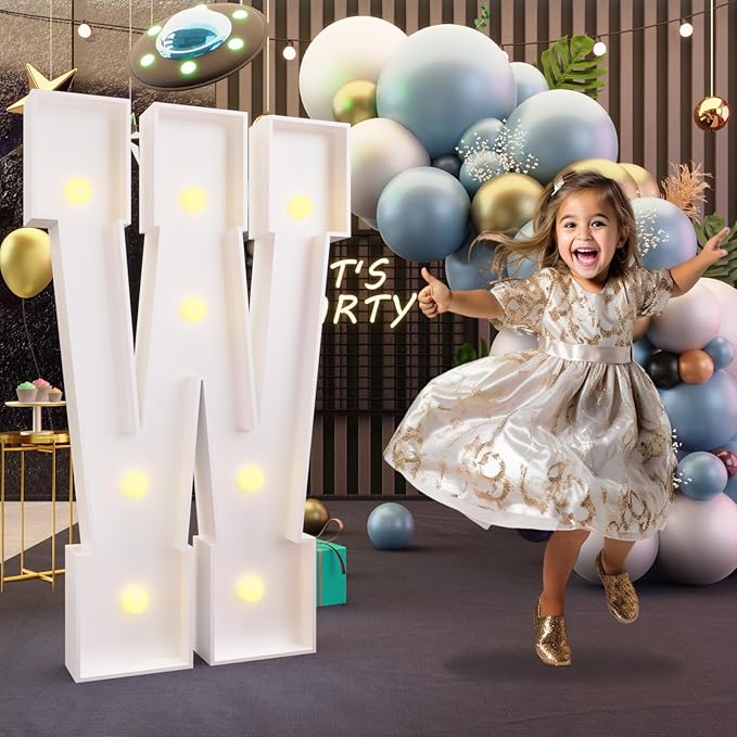 Party Supplies Marquee Light Up Letter W, 36 Inch Foam Board with Bulb String
