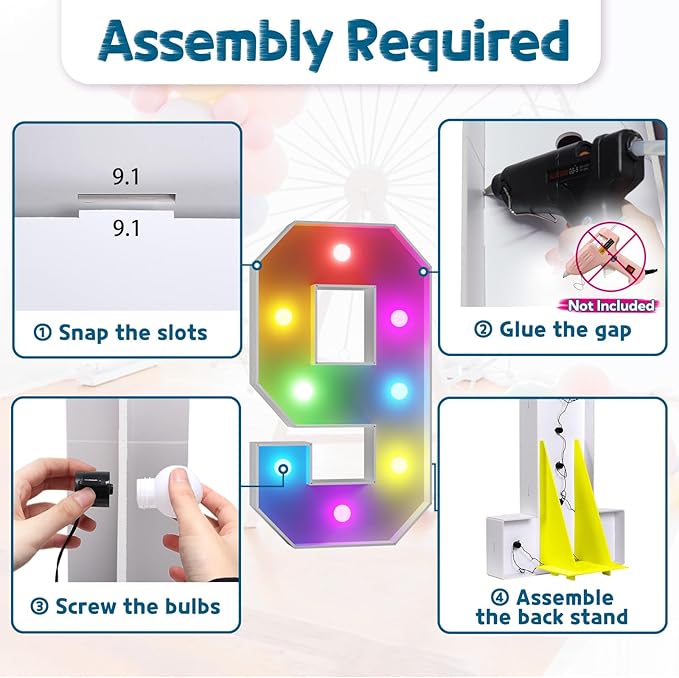 Party Decorations Marquee Number 9 Light Sign, 3 Ft, Remote
