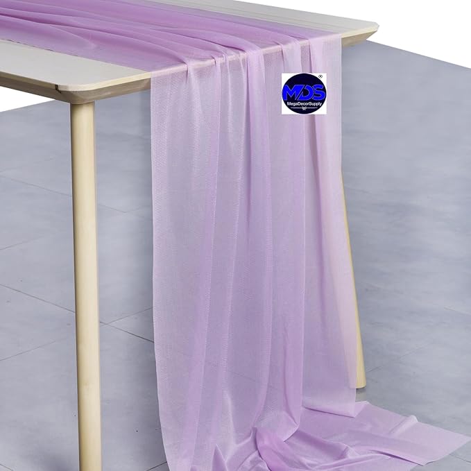 MDS Halloween Chiffon Table Runner - 25 Pack, 29 x 170 Inches, 14ft Each - Sheer Spooky Table Runners for Haunted House Parties, Trick-or-Treat Tables, Witchy Décor, Wedding & Events - Orchid