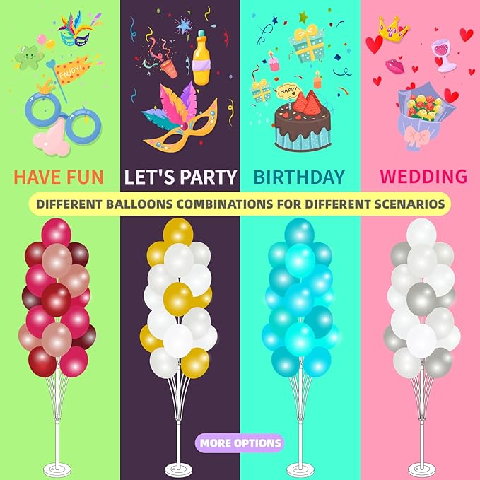Balloon Column Stand Set of 2, 74-Inch White Plastic Kit
