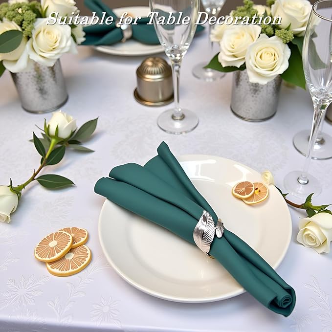 Napkin Rings 50-Pack Silver Leaf Metal Table Napkin Holders