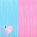 4 Pack 3.2Ft x 6.6Ft Pink Blue Fringe Curtain Backdrop, Metallic Tinsel Foil Fringe Streamers Curtains Background for Photo Booth Wedding Gender Reveal Backdrop Boy or Girl Birthday Party Decoration