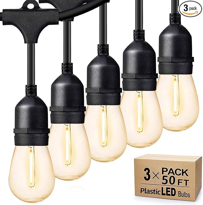 String Lights 150 FT Warm White LED Shatterproof Outdoor Patio