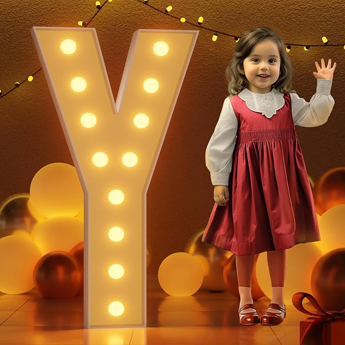 Party Decoration: 4 Foot Light Up Marquee Letter Y with Matching Light String