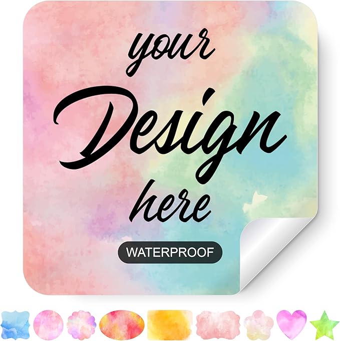 Custom Stickers Personalized Labels - Customized Stickers with Any Design Image Logo Text,Custom Stickers for Business Logo,Custom Thank You Label Stickers,100 Labels (Square,2.5"x2.5")