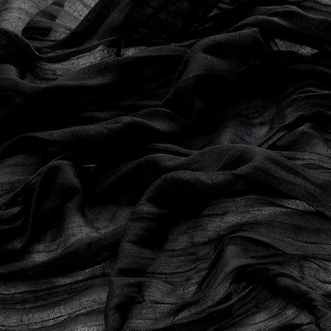 MLMW 6 Pack Halloween Table Runner Cheesecloth Black Boho Gauze Cheese Cloth 160 inch Rustic Sheer Table Runner 13.3ft for Party Wedding Baby Bridal Shower Birthday