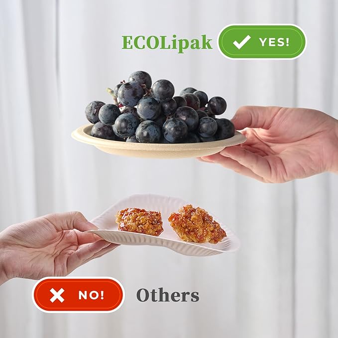 Disposable Paper Plates, 6 Inch Round Sugarcane, 500 Count