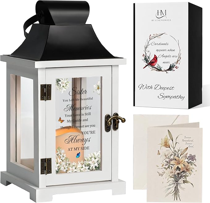 Decorative Candle Lantern, Wood and Iron with Butterfly Glass