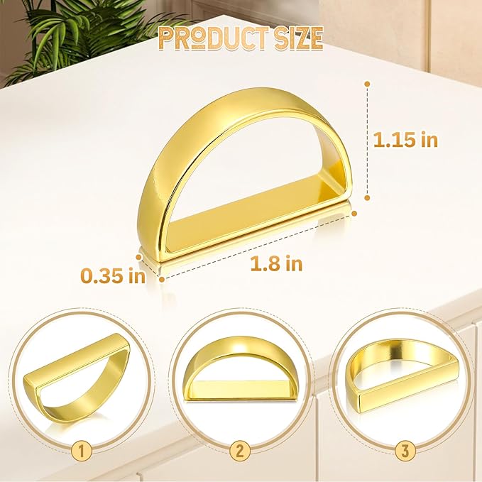 KPOSIYA Napkin Rings Set of 8, Metal Gold Napkin Rings Bulk for Table Settings, D-Shape Napkin Holders Rings for Dinner Table Decor, Easter, Fall,Thanksgiving, Christmas, Party,（Brilliant Gold 8 pcs）