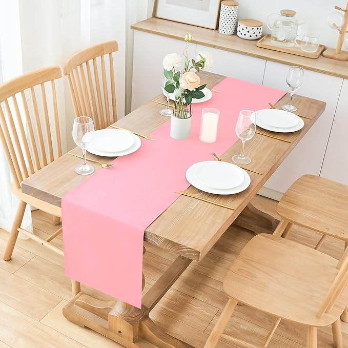 2 Pack Pink Table Runner 12 x 90 Inch Solid Color Farmhouse Runners Coffee Table Dresser for Daily Party Home Decoration