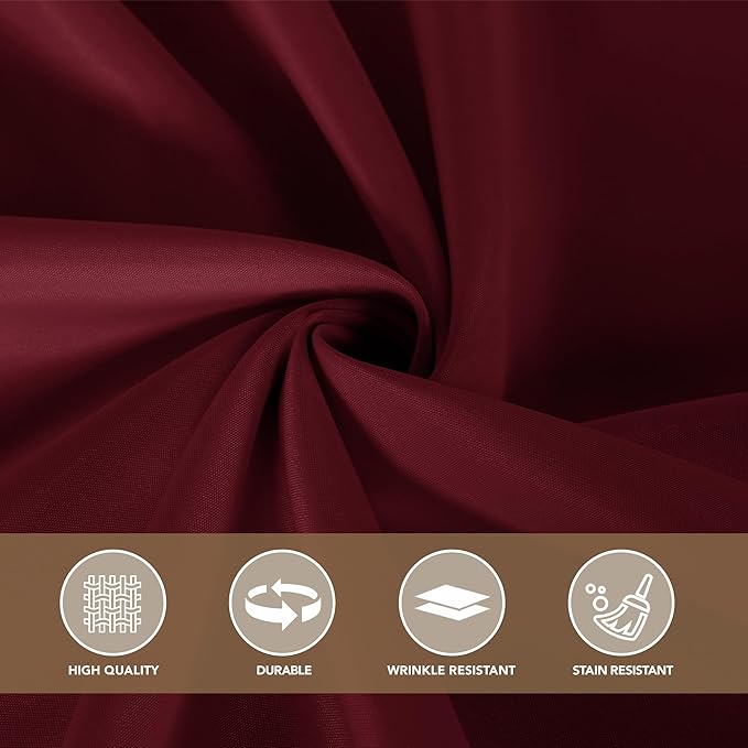 sancua Square Tablecloths 70x70 Inch Burgundy, 2 Pack - Fabric Table Cloth for Square or Round Tables, Washable Polyester Table Cover for Christmas Dinner, Holiday Party, Decorative Display Tables