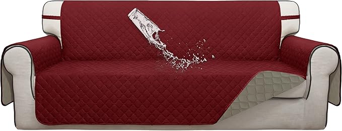 Sofa Slipcovers Waterproof Reversible in Christmas Red/Beige