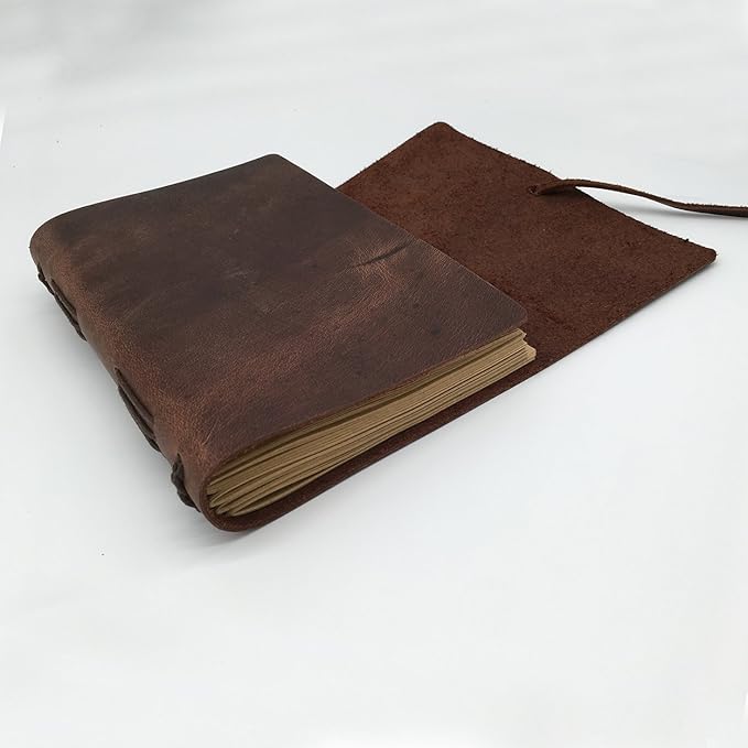 Leather Journal Notebook for Men & Women,A5 Size Diary,6.2x8.5 Inch, Vintage Style Personalized Journal for Gift,Genuine Leather Bound Notepad for Travel Journal to Write,240 lined Pages,Rustic Brown