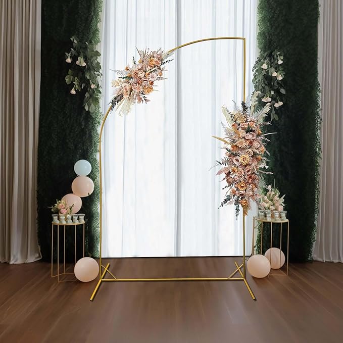 Background Support Equipment, 8ft Gold Metal Wedding Arch